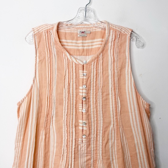 FAHERTY | Isha Organic Cotton Striped Sleeveless Casual with Pockets Dress XXL - Picture 5 of 8